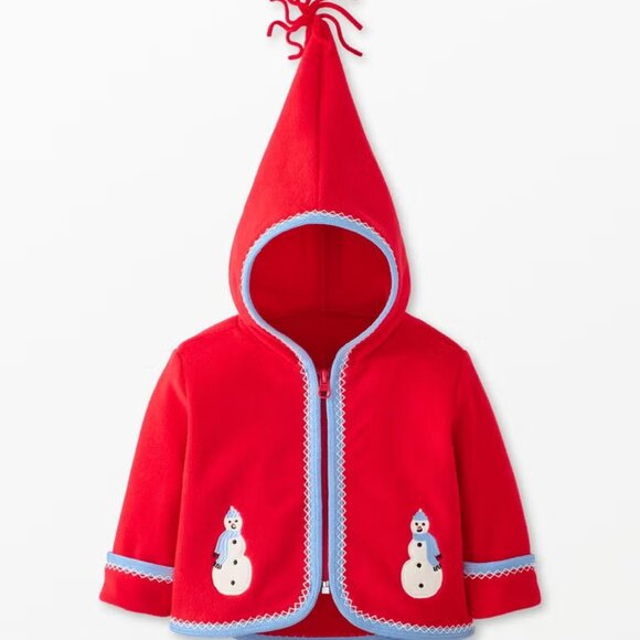 Adorable Hanna Andersson Red Baby Fleece Hoodie Only New with Tags - Picture 1 of 8